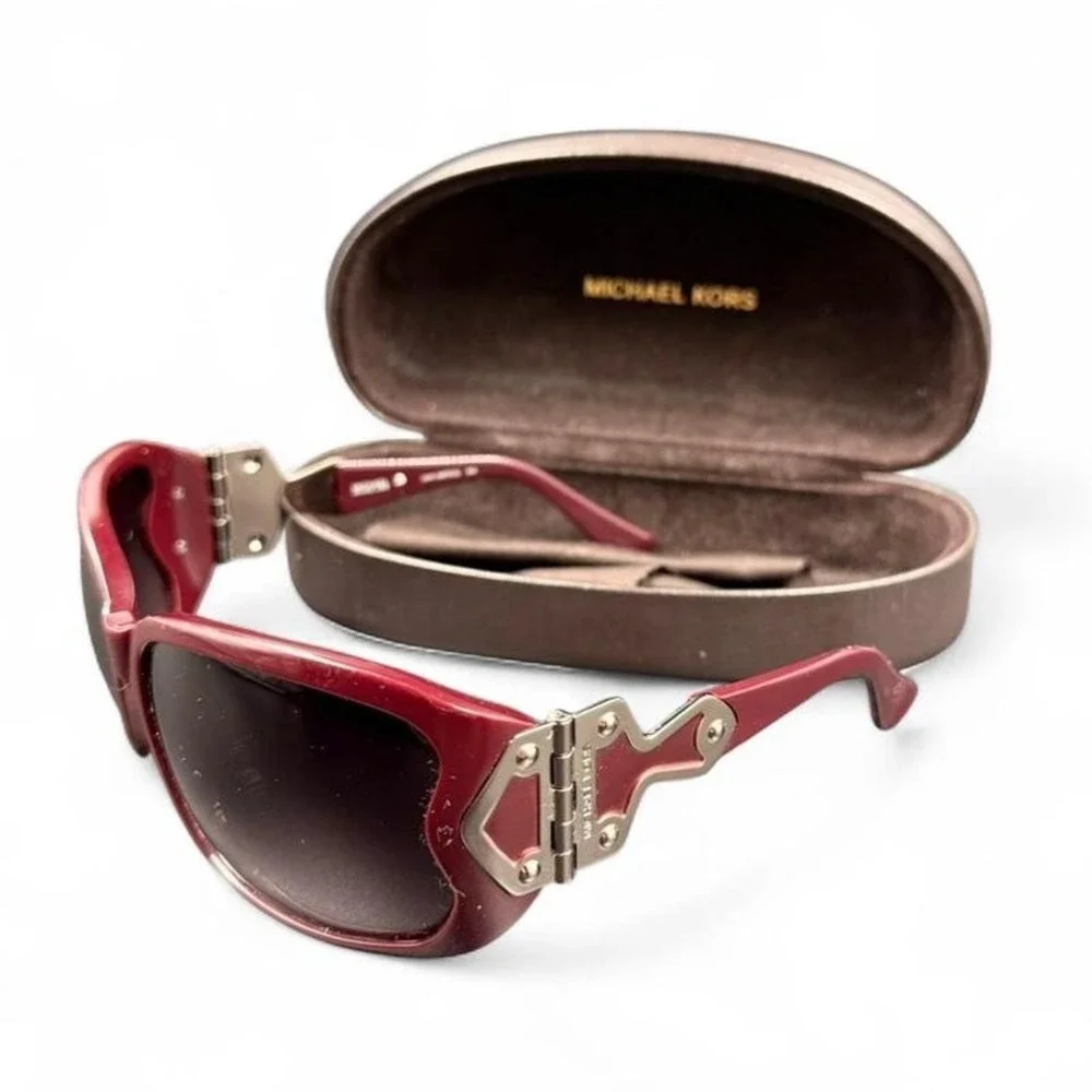 RARE Y2K Michael‎ Kors Joplin Sunglasses Burgundy Red - Picture 2 of 5